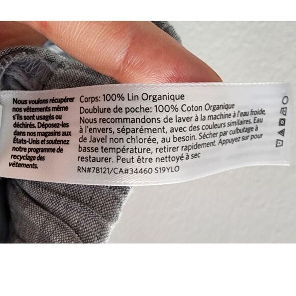 Eileen Fisher Organic Linen Wide Tapered Leg Pull-On Ankle Pants Gray Chambray - Picture 5 of 6